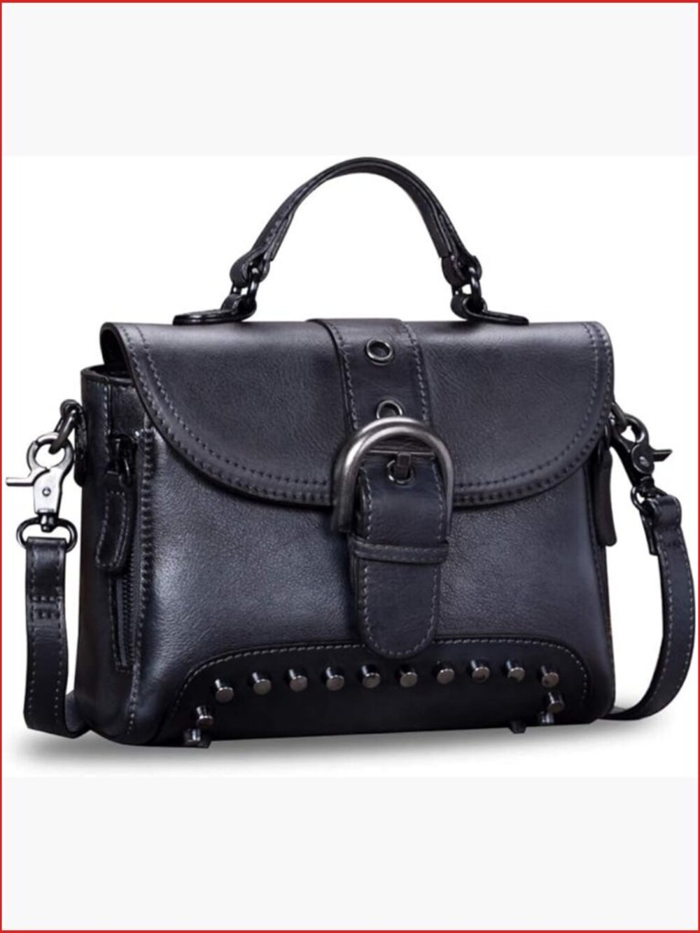 Genuine Leather Small Satchel Crossbody Bag Vintage Shoulder Purse with Strap